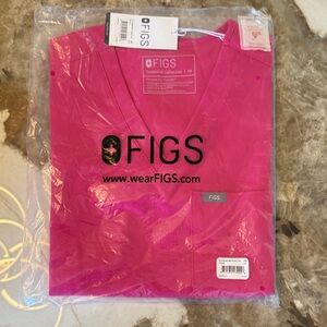 FIGS Women's V-Neck Scrub Top in Fuchsia
